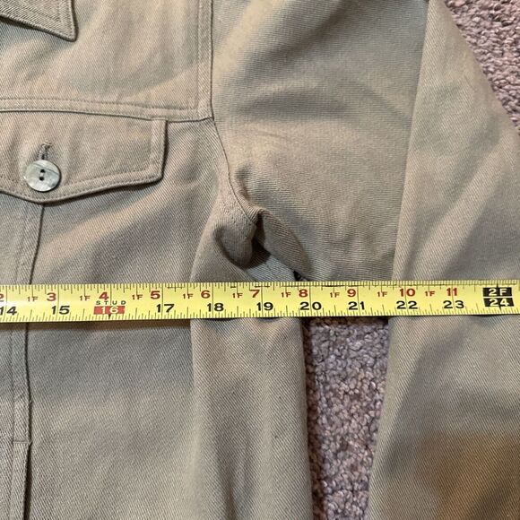 French Laundry L Linen Blazer Jacket Shacket Laganlook Green Lightweight Coastal - Picture 7 of 9